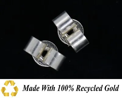MEDIUM 5mm 375 9ct White Gold Earring Backs Scrolls Butterfly 100% Recycled Gold • £19.50