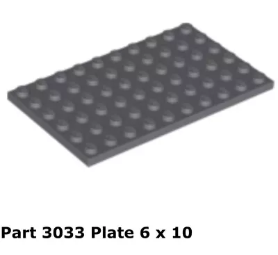 Lego 1x 3033 Dark Bluish Gray Plate 6 X 10 8039 • $6.63