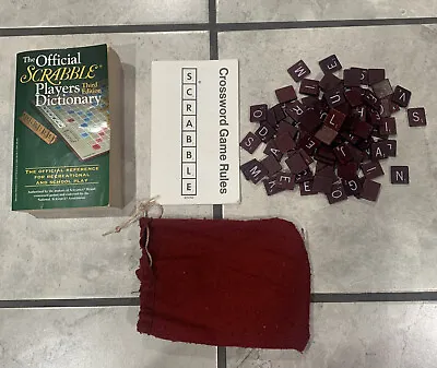 Scrabble Wood Red Maroon Tile Pieces For Game Replacements Arts Crafts W/ Book • $9.95