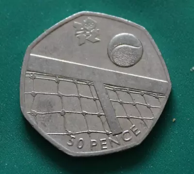 50 Pence Coin 2012 Olympics Tennis Rare 2011 50p Piece Circulated XF Grade • £1.99