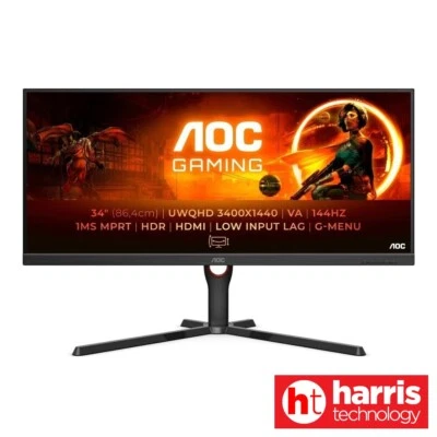 AOC U34G3XM/EU 34 Gaming Monitor UltraWide QHD VA 144Hz Freesync Quad HD • $458.90