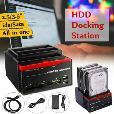 Hdd Reader Dock External Triple SATA IDE HDD Docking Station 3.5''/2.5''Hard • $47.97