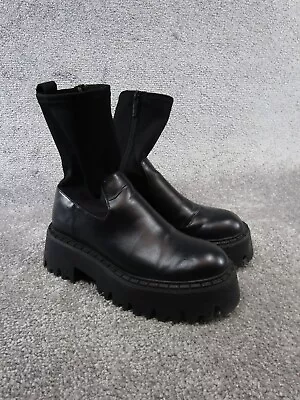 Zara Boots Womens Size 38 Eu 7.5 Us Chunky Chlelsea Paltform Black Y2K • $31.49