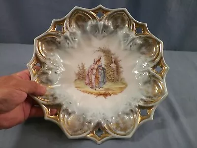 C.T. Germany Decorative Porcelain Serving Bowl 11  Ladies In A Garden INV45 • $19.99