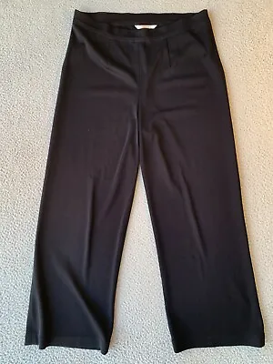 Vintage Misook Knit Pull-On Pants Womens Large L Black Cropped Wide Leg • $32.75