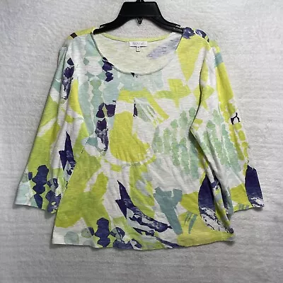 Habitat Clothes To Live In Blouse Top Woman Medium Geometric Multicolor Long Slv • $13