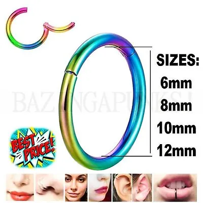 Clicker Helix Nose Ring Piercing CZ Crystal With Ball Small Face Ear Hoop Septum • £2.99