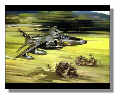 Jaguar GR1 Jet Fighter RAF Laarbruch Framed Picture Michael Turner Free P&p UK • £10