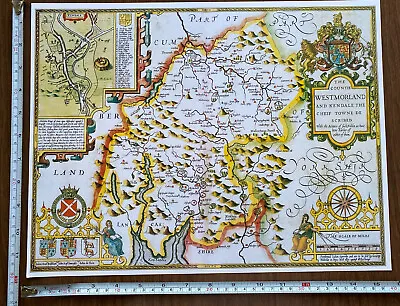 £9.99 • Buy Old Tudor Poster Map Westmorland, Lake District: 1600's 15  X 12 Reprint Antique