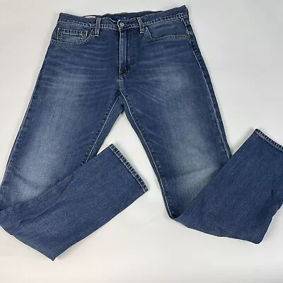 Levis Premium Denim Lot 512 Straight Leg Blue Jeans Big E 32x32 Leather Tag • $13.60