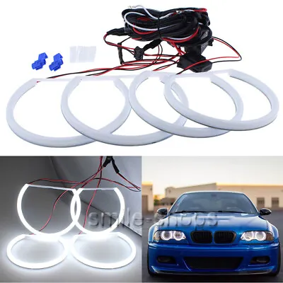 For BMW E46 Non-projector Headlight Cotton LED Angel Eyes Halo Rings 131mm+146mm • $36.90