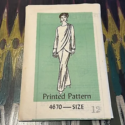 Vintage 70s Mail Order 4670 Evening Pants + Top Printed Sewing Pattern 12 UNCUT • $10