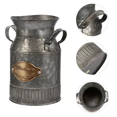  Antique Iron Flower Pot Tinplate Rustic Milk Can Vase House Plant Pots • £13.19