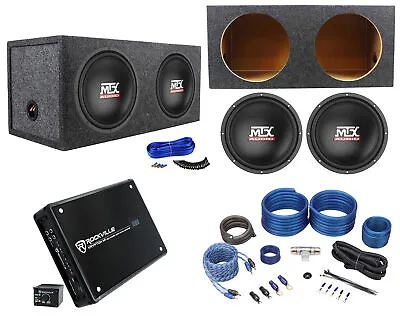 (2) MTX Terminator TN12-02 12” 800w Subwoofers+Sealed Box+Mono Amplifier+Amp Kit • $354.85