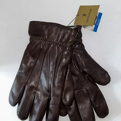 Aris Isotoner Mens Leather Gloves Brown New Large Pile Lined • $39