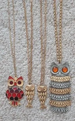 LOT 4 Vintage Owl Pendant Necklaces Articulated Park Lane Avon • $34.99