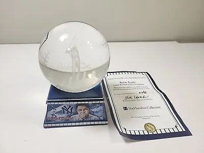 Babe Ruth The Hamilton Collection Laser Etched Glass Baseball On Stand- Rare • $85