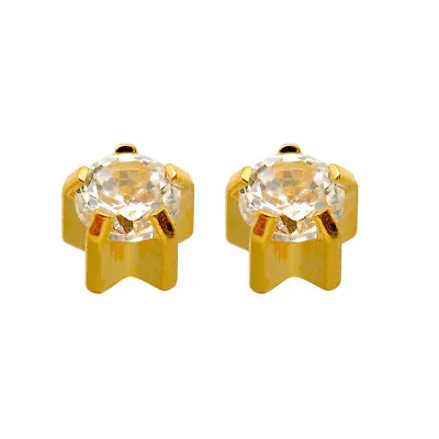 Caflon 24ct Gold Plated Claw Set Ear Piercing Studs (1x Pair) • £3.66