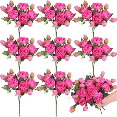 8 Packs Artificial Peony Flowers Faux Flowers Silk Hydrangea Bouquet Vintage ... • $47.62