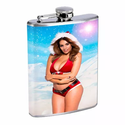 Christmas Pin Up Girls D3 Flask 8oz Stainless Steel Hip Drinking Whiskey • $14.95