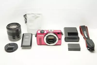 Canon EOS M2 18.0MP Digital Camera Pink W/ EF-M 18-55mm IS STM & 90EX #231229h • £210.79