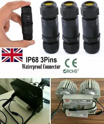 £4.77 • Buy 3 Pole Core Joint Outdoor IP68 Waterproof Electrical Cable Wire Connector
