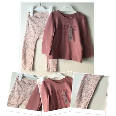 Matalan Baby Girls Floral Leggings Worn Once & New George Little Sis Top 12-18 • £4.95
