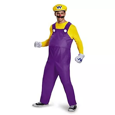 Wario Adult Costume Super Mario Bros Game Deluxe Cosplay Kart Group Halloween • $64.91