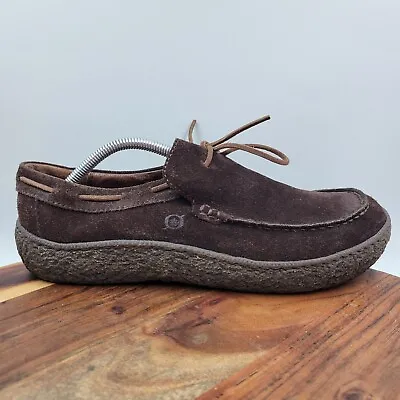 Born Shoes Men's 10M Brown Suede Leather Comfort Moc Toe Boat Loafer Casual • $23.98