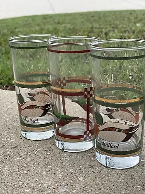 Vintage Libbey Mallard Duck Tall Drinking Glasses Set Of 3 • $16.20