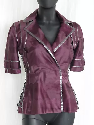 J. MENDEL Paris Burgundy Broadtail Fur JACKET Top Horizontal Pleated Design • $799.99