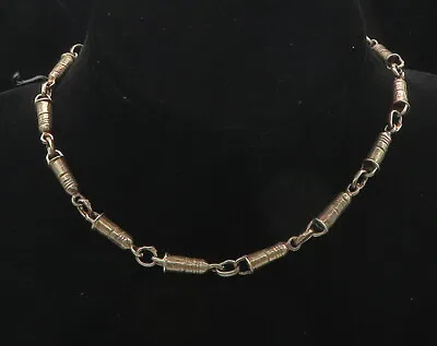 925 Sterling Silver - Vintage Dark Tone Tube Link Chain Necklace - NE2903 • $188.30