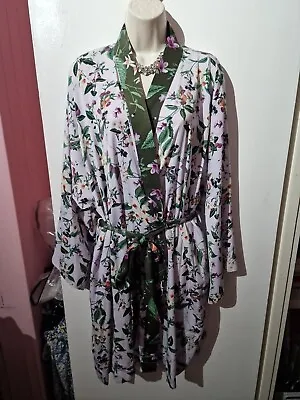 Size 20-22 Marks & Spencers Lilac/Green/White /Orange Flowery Dressing Gown • £9.99