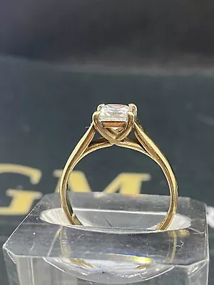 9ct Gold Square CZ Solitaire Ring/size O • £94.99