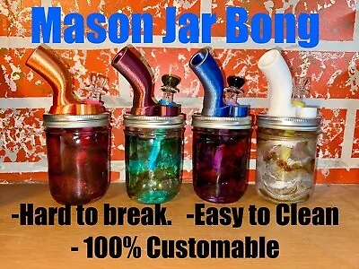 Water Pipe - Unique Mason Jar Glass  Ice Bong Customizable (read Description) • $29.97