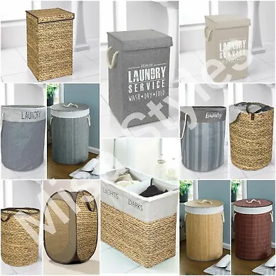 Large Laundry Baskets Washing Clothes Storage Bag Folding Basket Bin Hamper • £16.99