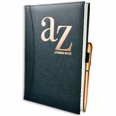 Telephone Address Book A-Z Index A5 Contact Birthday Book Hard Back - BLACK • £5.99