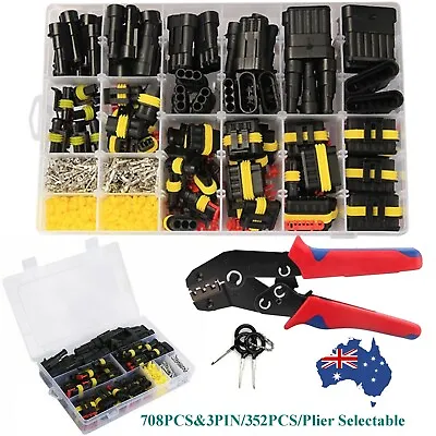 708Pc 12V Waterproof Electrical Wire Connector Plug Terminal Kit 1/2/3/4/5/6 Pin • $34.99