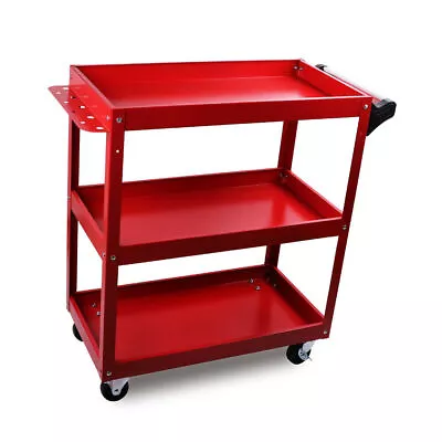 Red 3-Tier Tool Cart Trolley Toolbox Workshop Garage Storage 150KG Organizer Gar • $49.01