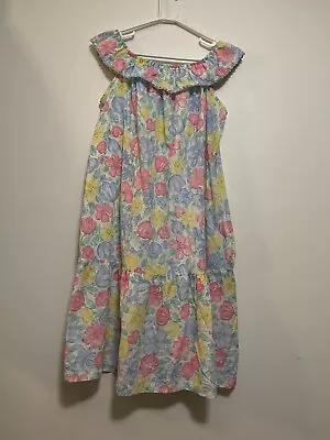 VTG SleepDress /70’s Hem X Collar Floral Print Cotton  Sleeveless Relaxed L • $14.99