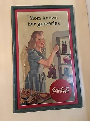 Vintage Original 1946 Coca Cola Advertesing Cardboard Sign 27x16 Framed • $199.99