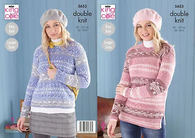 King Cole Ladies Double Knit Knitting Pattern Easy Knit Sweater & Tunic 5653 • £4.99