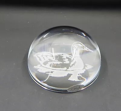 Jonel Full Lead Crystal Etched Duck Dome Magnifying Paperweight 3-1/2 Inches • $24.99