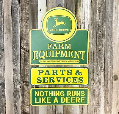 John Deere Farm Equipment Linked 19  Metal Tin Sign Vintage Style Tractor Barn • $44.95