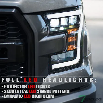 Topline For 15-17 Ford F150 Full LED Sequential Tri Projector Headlights - Black • $396