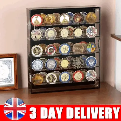 Acrylic Coins Storage Box Display Frame For 45 Medal Poker Chip • £19.91