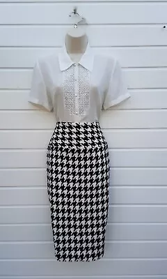 £6.99 • Buy Wiggle,pencil Skirt,pin Up,thick Tweed Dogtooth,50s,60s,80s,vintage Look,size 8