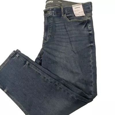 Sonoma Jeans Mens 44 X 32 Blue  Straight Leg Denim Flexwear • $15.99