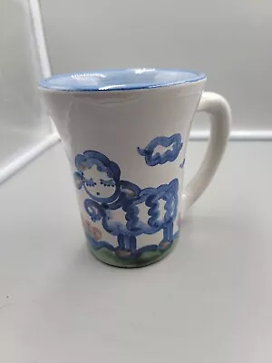 Vintage *M A Hadley* Lamb Coffee Mug Art Pottery 5 In. 14 Oz.  The End  • $12