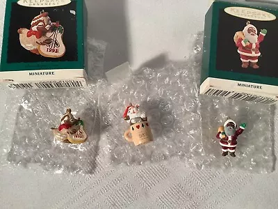 Vintage Hallmark Miniature Ornaments Lot Of 3 Santa Mouse Bird • $6